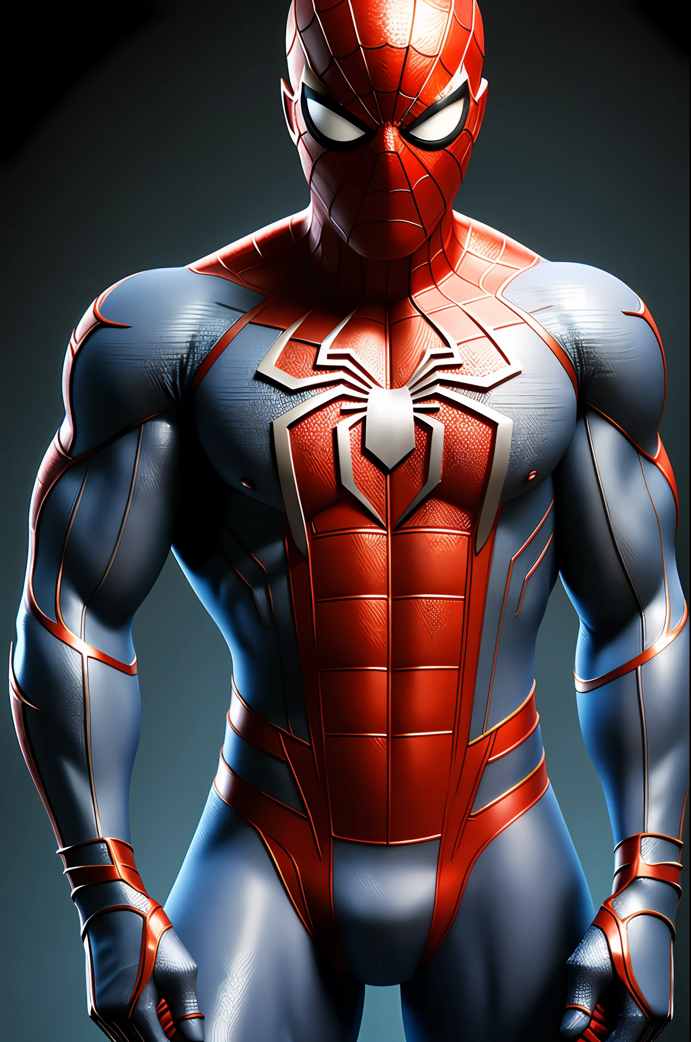 (Pixar style: 1.25) A portrait of strong blonde Spider-Man with sexy costume bulge, natural skin texture, 4k textures, hdr, intricate, highly detailed, sharp focus, cinematic look, hyperdetailed background blurred depth focus