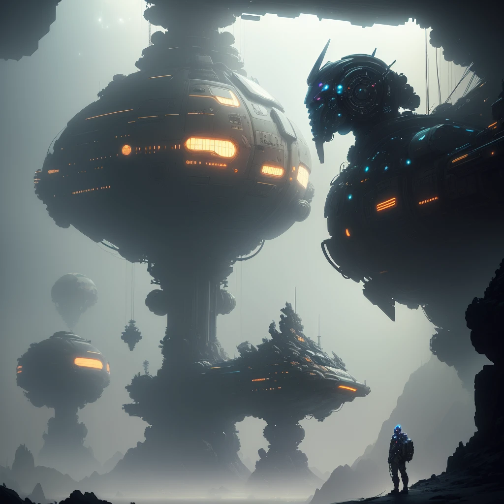 A mechanical elephant biopunk Spaceship, by ismail inceoglu and Federico Pelat and Filip Hodas and Masamune Shirow, misty nebula galaxy in the background with floating rocks, alien world, cyberpunk, cosmic, intricate concept art, volumetric, chunky massing, dappled lighting, CGSociety, cinematic, sharp focus, realistic, uhd, atmospheric
Style: Fantasy Art