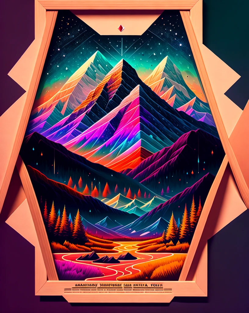canmore, three sisters mountains, prismatic colours, vibrant, alluring, one of a kind, beautiful, nature, beauty, dawn, painting, goes with black theme, summer, intricate, masterpiece, expert, insanely detailed, 4k, composition, framing, centered, symmetry, painted, intricate, volumetric lighting, beautiful, rich deep colors masterpiece, sharp focus, ultra detailed, in the style of dan mumford and marc simonetti, astrophotography,