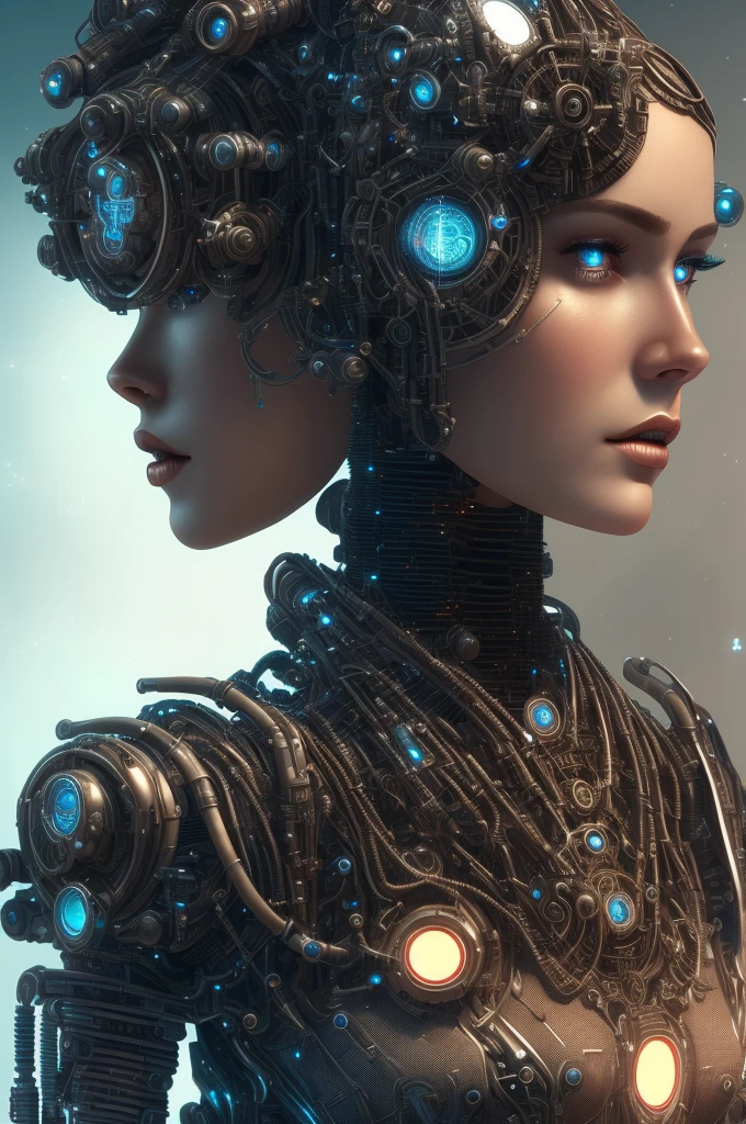 full body cyborg| full-length portrait| detailed face| symmetric| steampunk| cyberpunk| cyborg| intricate detailed| to scale| hyperrealistic| cinematic lighting| digital art| concept art| mdjrny-v4 style