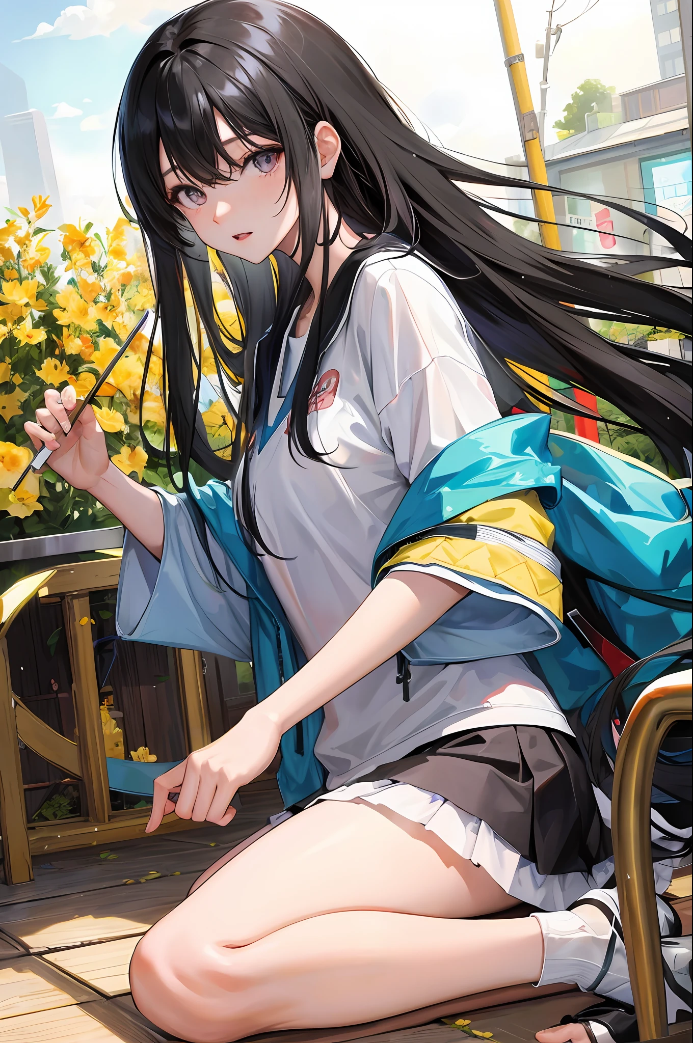 Ai Hoshino, black hair, long hair, favorite , beautiful shining eyes, idol