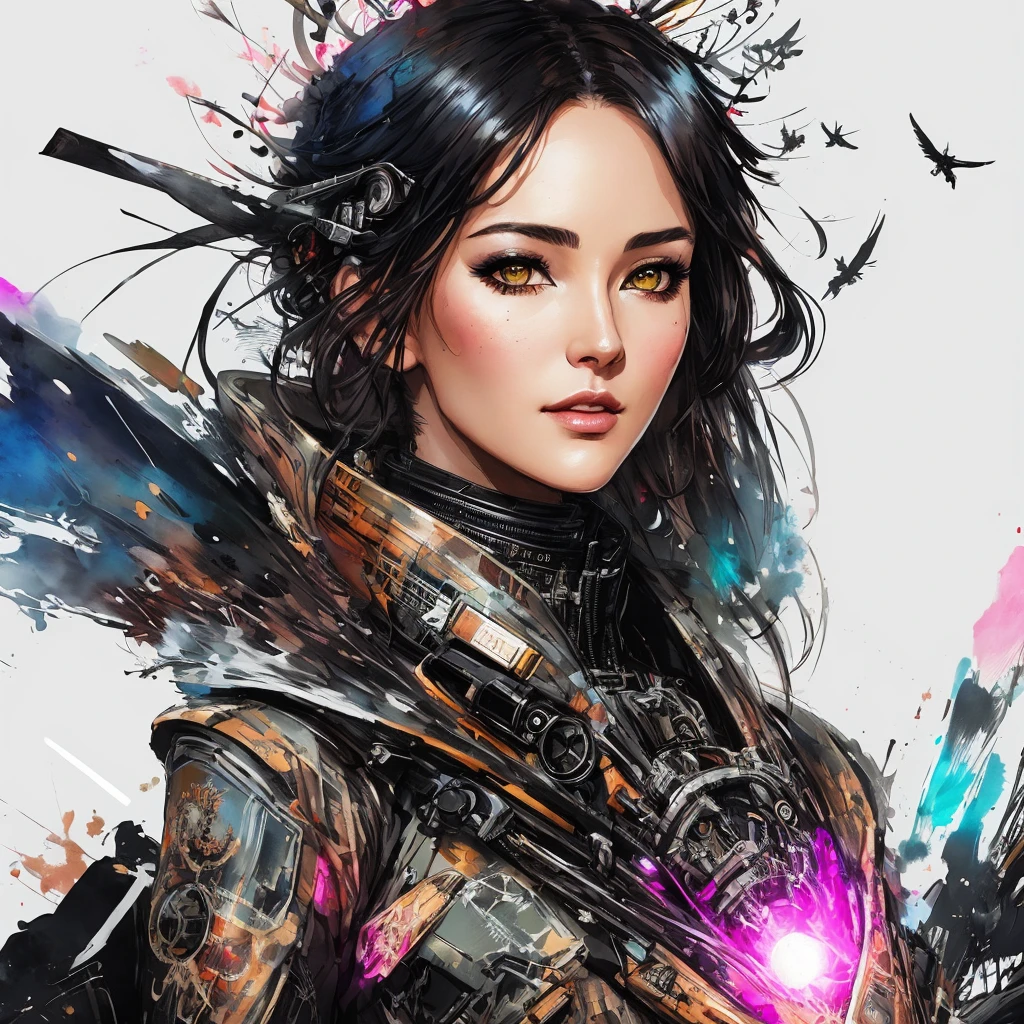 hq style drawing of beautiful woman, full body of sci-fi pilot, black tights, full face of highly detailed beauty, art by Banksy, Kim Jung gi, freedom, soul, digital illustration, comic style, steampunk noir, close-up Perfection, Dynamic, Highly Detailed, Watercolor Painting, Arts Station, Concept Art, Soft, Sharp Focus, Illustration, Art by Carne Griffiths and Wadim Kashin,