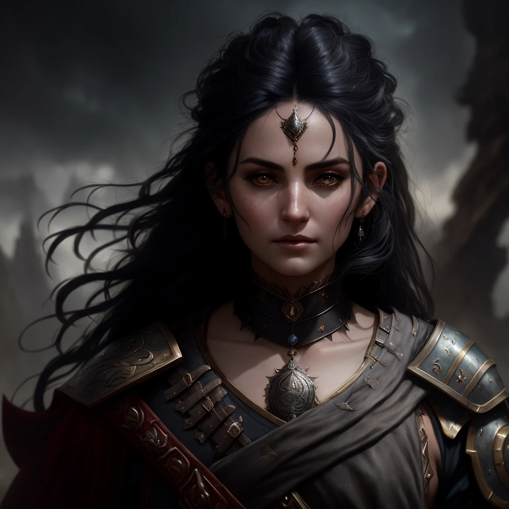 arafed image of a woman with a sword and armor, fantasy concept art portrait, charlie bowater character art, detailed matte fantasy portrait, epic fantasy art portrait, portrait of a female mage, yennefer, fantasy character portrait, yennefer of vengerberg, dark fantasy style art, stunning character art, alexandra fomina artstation, dark fantasy portrait