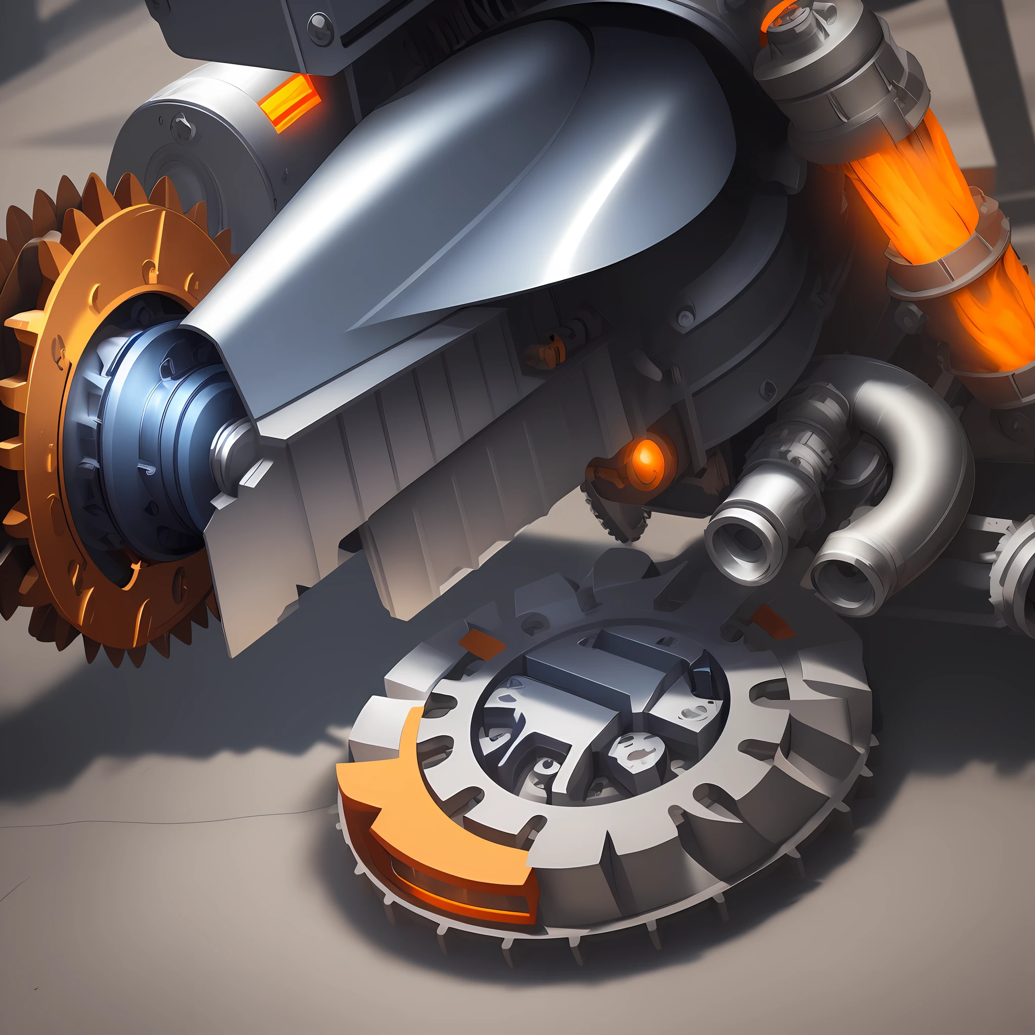 Develop a logo for a metallurgical industry company specializing in automation and machine building. The logo must convey professionalism, innovation and reliability. Make use of visual elements that represent the nature of the metallurgical industry, such as gears, tools or metal structures. Colors such as silver, dark blue and orange can be used to convey a sense of technology and energy. The logo must be clean, modern and easily recognizable, both large and small. Feel free to be creative and come up with a design that stands out in the metal industry sector, emphasizing automation and machine building."