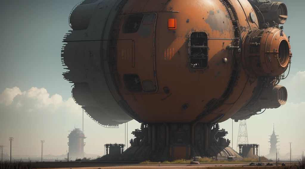 stalenhag, close up, old destroyed parts of rust atom nuclear reactor, sci-fi, knots colorfully raw surface, smooth round shapes, cyberpunk, hdr, 8k, 4k, octane renderer, huge detailed, artstation