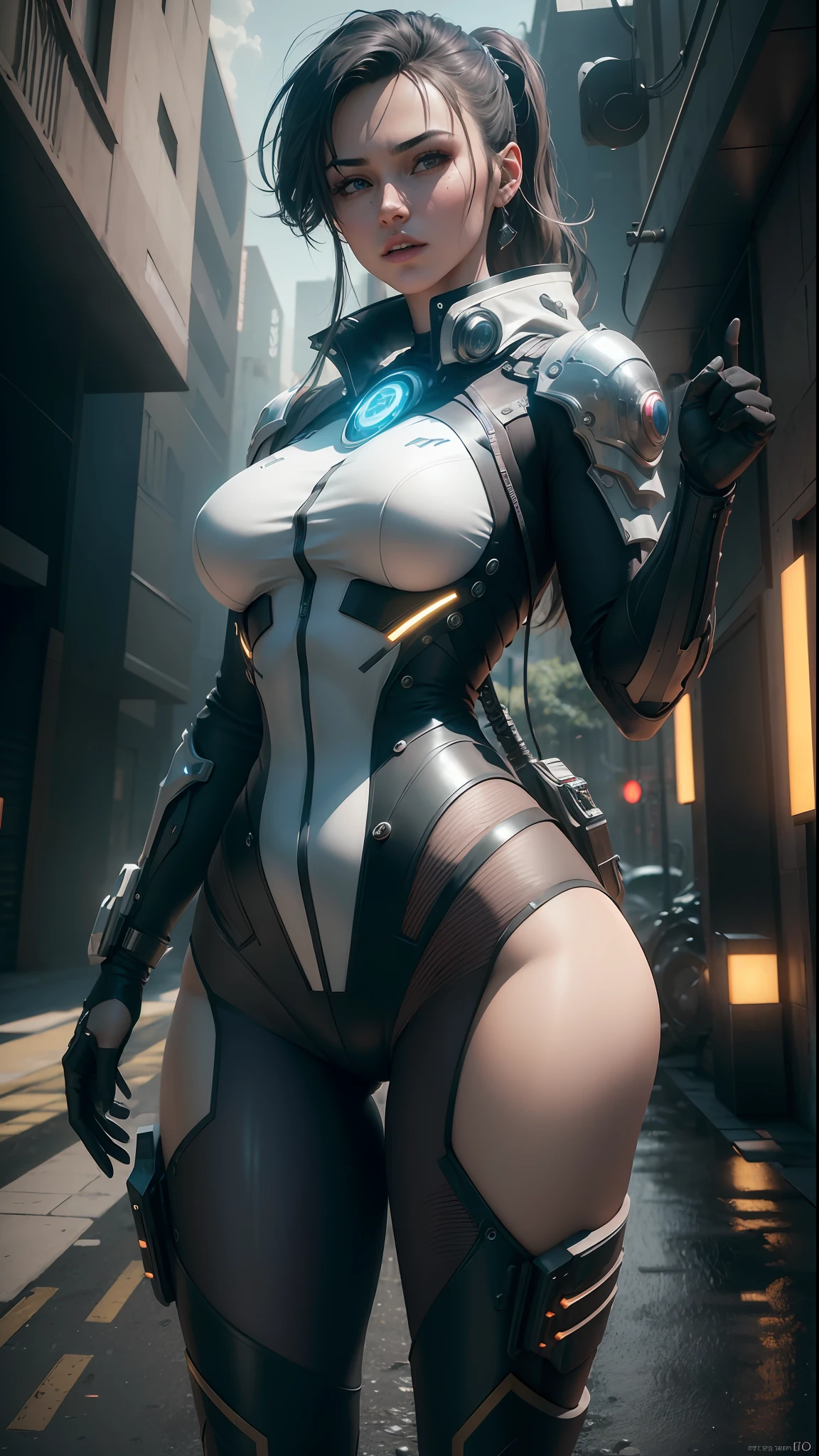 ((Best quality)), ((masterpiece)), (detailed:1.4), 3D, an image of a beautiful cyberpunk female,HDR (High Dynamic Range),Ray Tracing,NVIDIA RTX,Super-Resolution,Unreal 5,Subsurface scattering,PBR Texturing,Post-processing,Anisotropic Filtering,Depth-of-field,Maximum clarity and sharpness,Multi-layered textures,Albedo and Specular maps,Surface shading,Accurate simulation of light-material interaction,Perfect proportions,Octane Render,Two-tone lighting,Wide aperture,Low ISO,White balance,Rule of thirds,8K RAW,CircuitBoardAI,