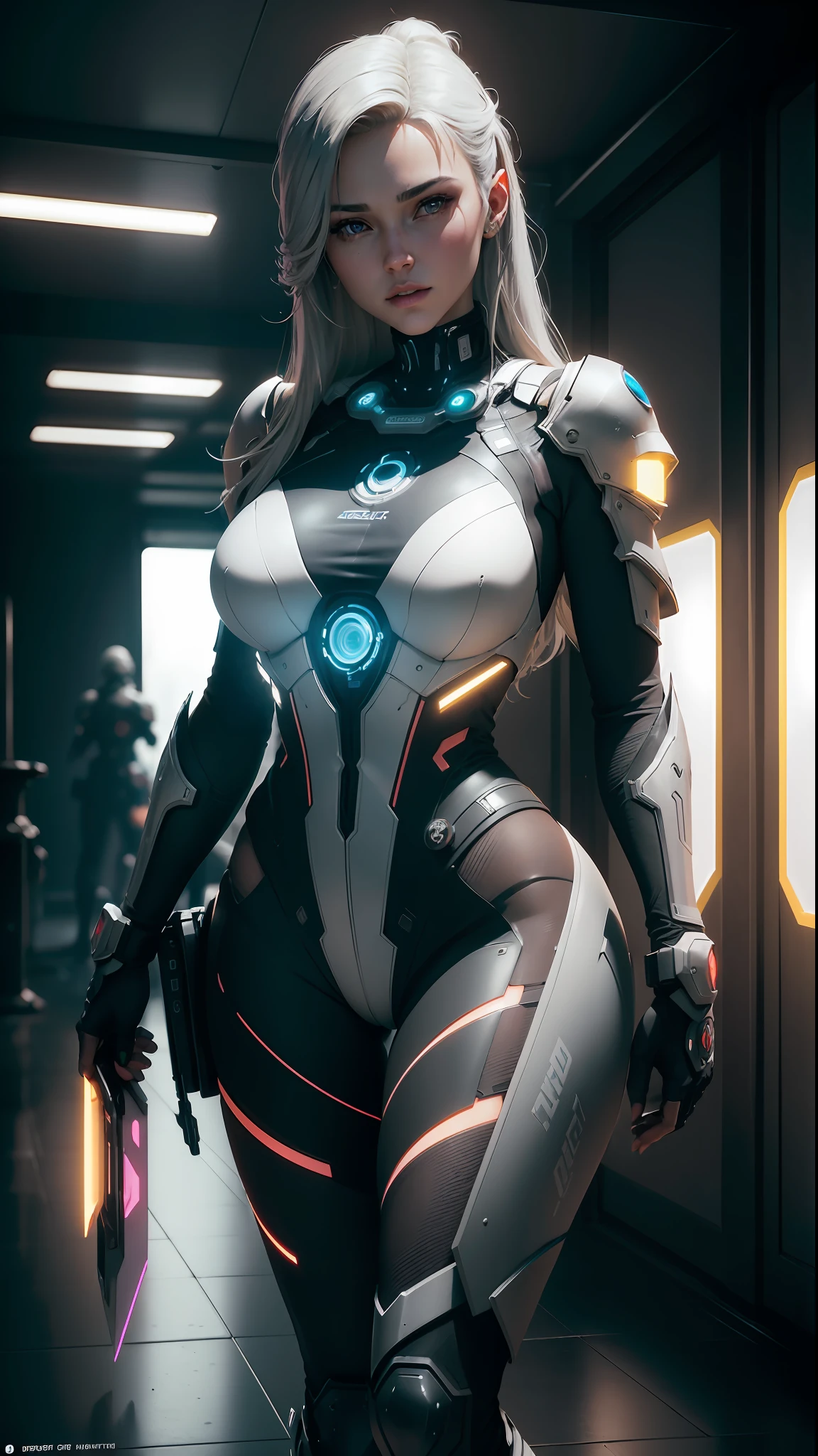 ((Best quality)), ((masterpiece)), (detailed:1.4), 3D, an image of a beautiful cyberpunk female,HDR (High Dynamic Range),Ray Tracing,NVIDIA RTX,Super-Resolution,Unreal 5,Subsurface scattering,PBR Texturing,Post-processing,Anisotropic Filtering,Depth-of-field,Maximum clarity and sharpness,Multi-layered textures,Albedo and Specular maps,Surface shading,Accurate simulation of light-material interaction,Perfect proportions,Octane Render,Two-tone lighting,Wide aperture,Low ISO,White balance,Rule of thirds,8K RAW,CircuitBoardAI,