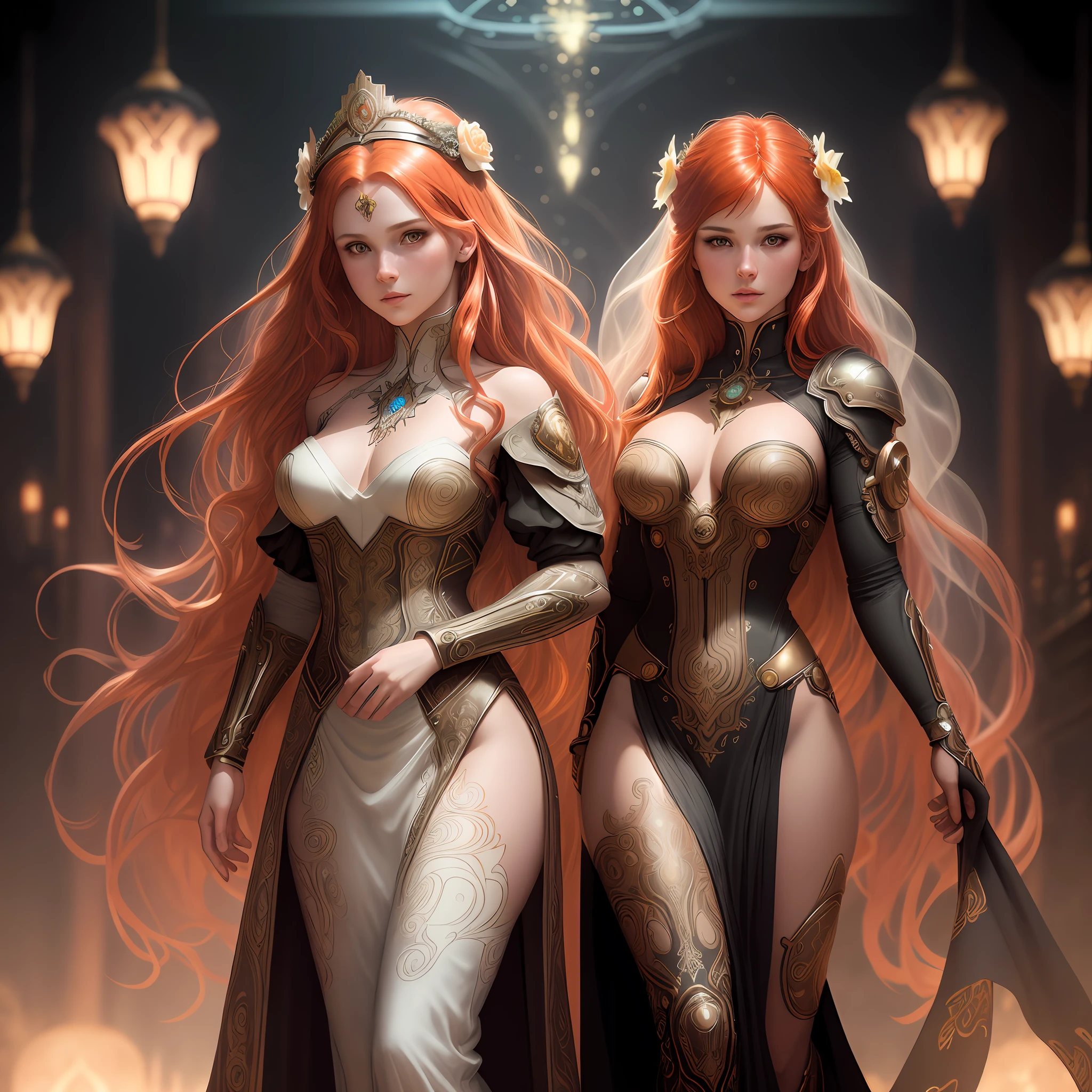 ASHLY YAMILE ARTEAGA BLANQUILLO, starfire, young pale skinny white girl, red hair, full body, cover, hyperdetailed painting, luminism, Bar lighting, complex, 4k resolution concept art portrait by Greg Rutkowski, Artgerm, WLOP, Alphonse Mucha, little fusion pojatti realistic steampunk, fractal isometrics details bioluminescens : a stunning realistic photograph 30 years , redhead, italian goddness beautiful awesome with big white flowers tiara of wet bone structure, 3d render, octane render, intricately detailed, titanium decorative headdress, cinematic, trending on artstation | Isometric | Centered hipereallistic cover photo awesome full color, hand drawn, dark, gritty, realistic mucha, klimt, erte .12k, intricate. hit definition , cinematic,Rough sketch, mix of bold dark lines and loose lines, bold lines, on paper , full body with velvet dress, humanoid, Full body.