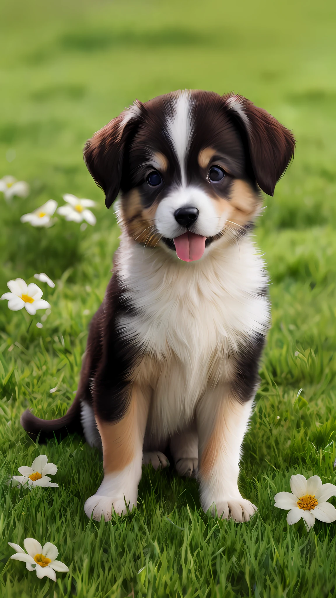 Puppy, happy on the garden lawn, masterpiece, 8k, high resolution, highest texture, better face, --v6