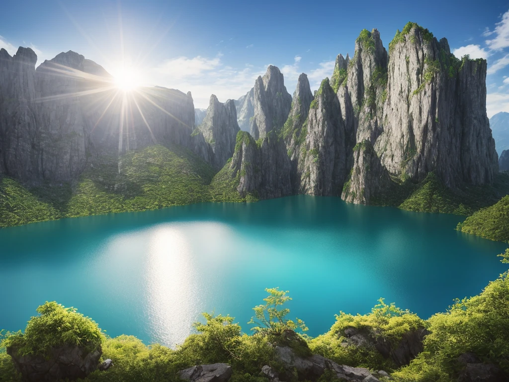 arafed view of a lake surrounded by mountains and trees, a lake between mountains, majestic nature scenery, stunning nature in background, epic beautiful landscape, stunning scenery, breathtaking scenery, beautiful lake, very beautiful scenery, stunning landscape, mountains and lakes, beautiful lake background, beautiful render of a landscape, beatiful mountain background, natural landscape beauty, mountain lake, beautiful scenery