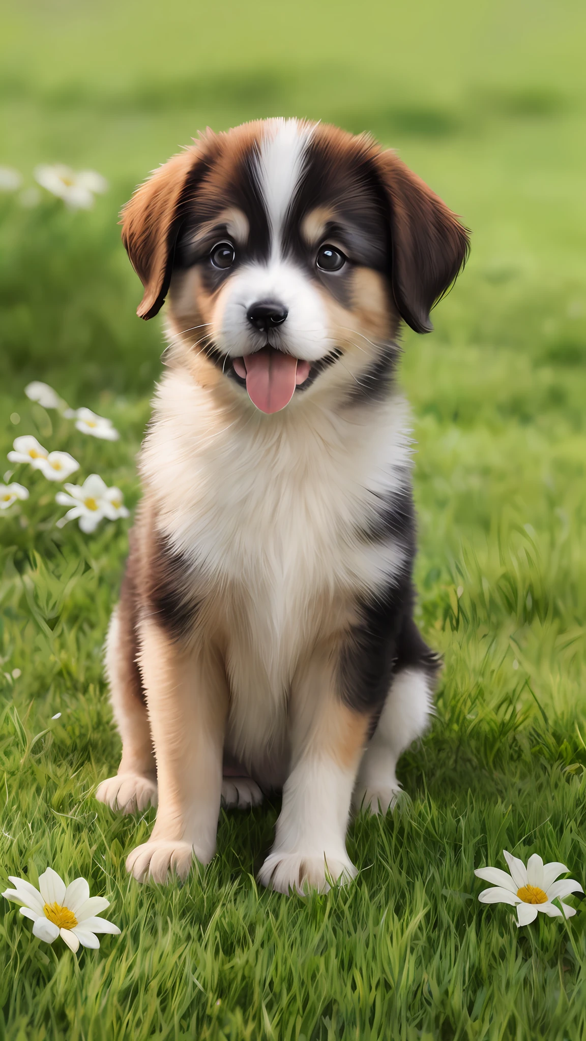 Puppy, happy on the garden lawn, masterpiece, 8k, high resolution, highest texture, better face, --v6