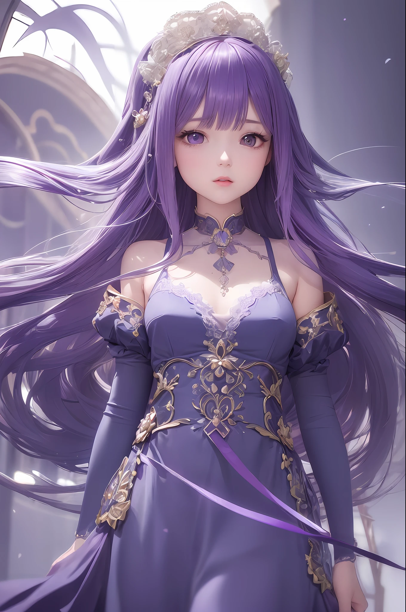 (extremely detailed, best quality), floating, an extremely delicate and beautiful dream-like scene,

[(1girl),(long purple hair), detailed face, neck ribbon, elegant blue dress, standing on a cloud, (wide shot), (mysterious atmosphere):1.5],

[(butterfly wings),(fluffy cat),(floral bouquet),(fairytale), (sunshine),(soft light),(pastel colors),(glitter):0.8]