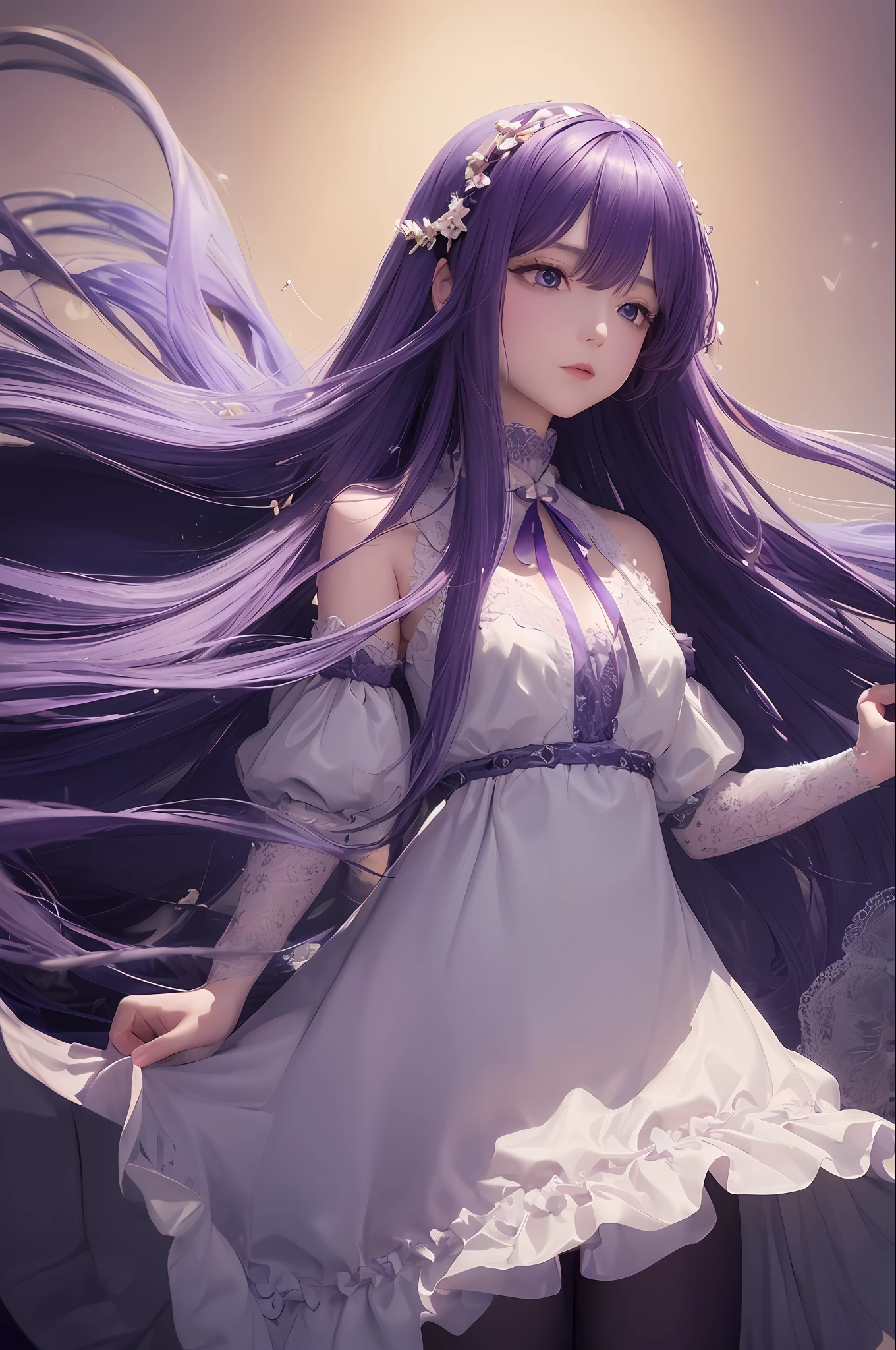 (extremely detailed, best quality), floating, an extremely delicate and beautiful dream-like scene,

[(1girl),(long purple hair), detailed face, neck ribbon, elegant blue dress, standing on a cloud, (wide shot), (mysterious atmosphere):1.5],

[(butterfly wings),(fluffy cat),(floral bouquet),(fairytale), (sunshine),(soft light),(pastel colors),(glitter):0.8]