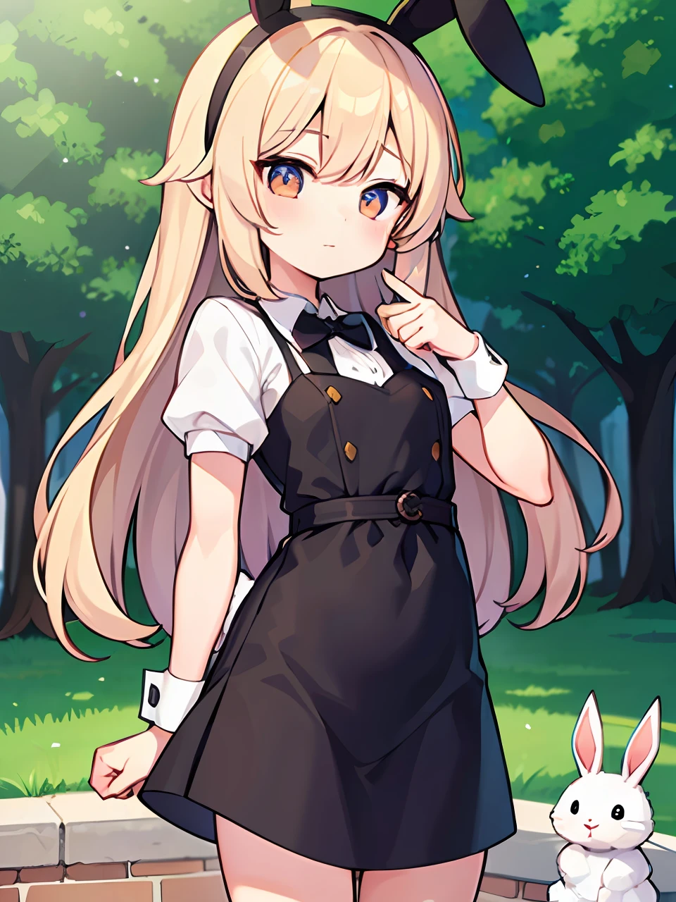 1girl and a rabbit, sleepy,