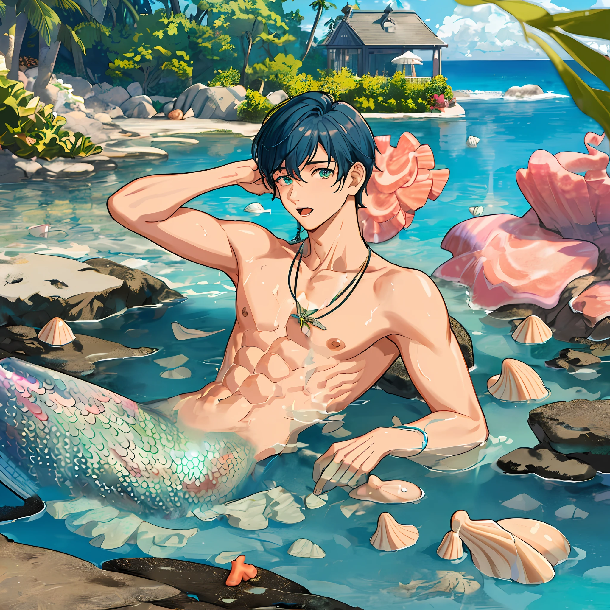 transition between mermaid tail and human skin, fish fin