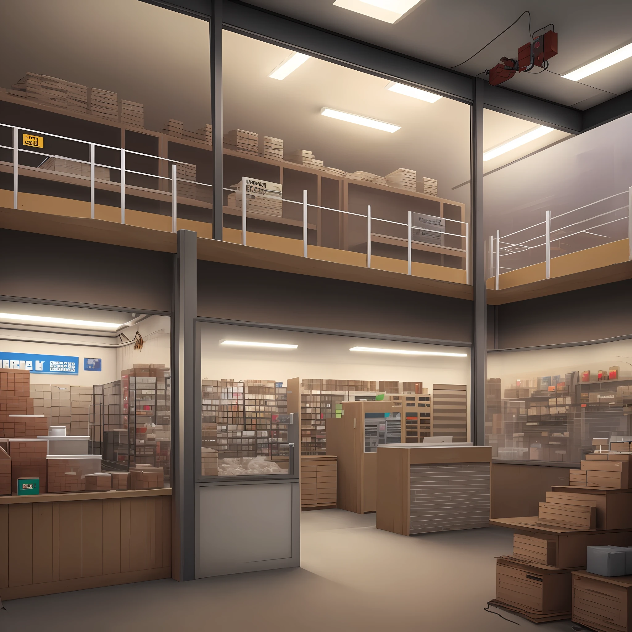 Hyper realistic photo of a construction materials store with a sales counter full of Electrical Wires and Cables.