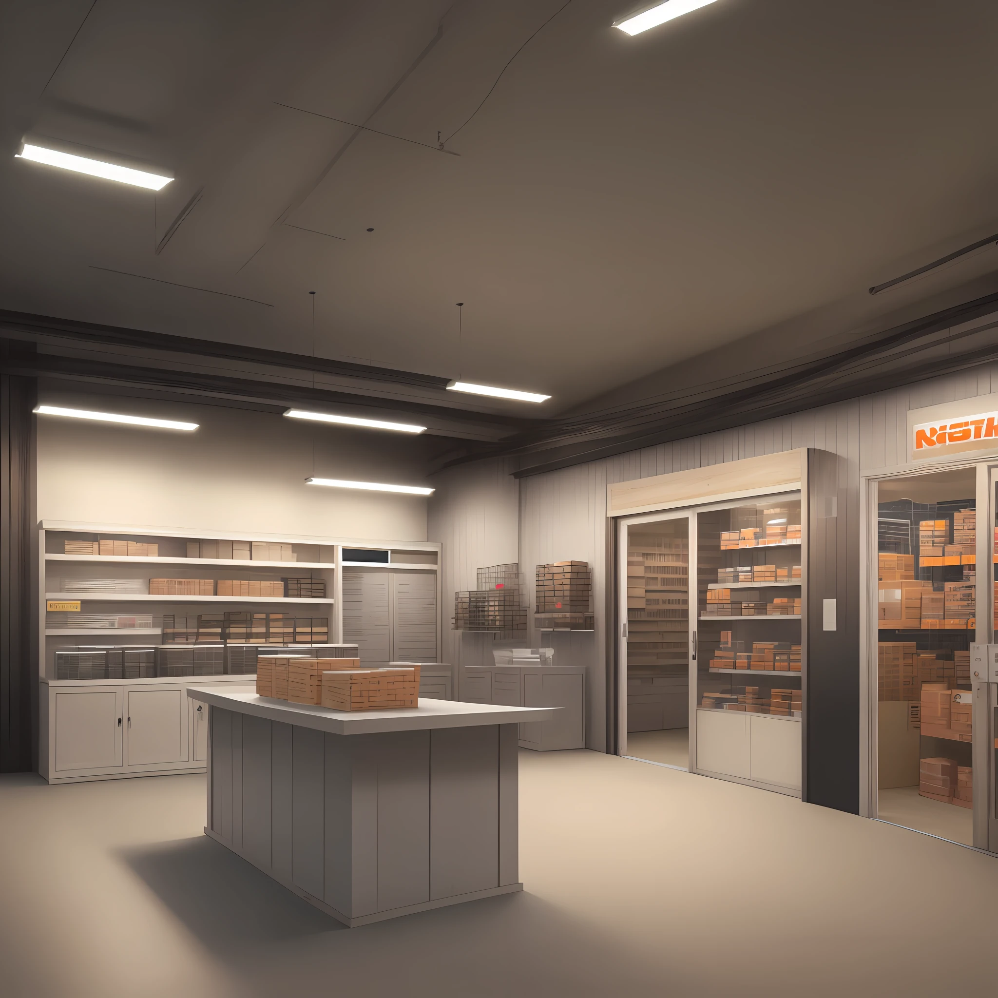 Hyper realistic photo of a construction materials store with a sales counter full of Electrical Wires and Cables.