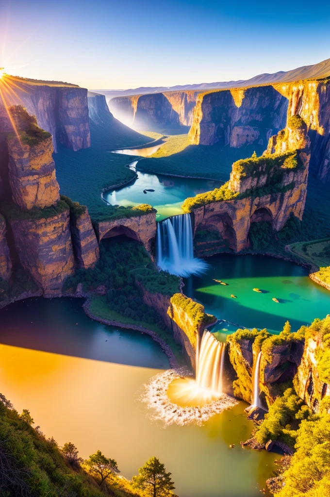 magic, beautiful, super detailed, 8k, uhd, hdr, award winning, perfect composition, photo shoot, golden hour, perfect lighting, cinematic angle, dual tone, incredible eyes, incredible scenery, waterfall