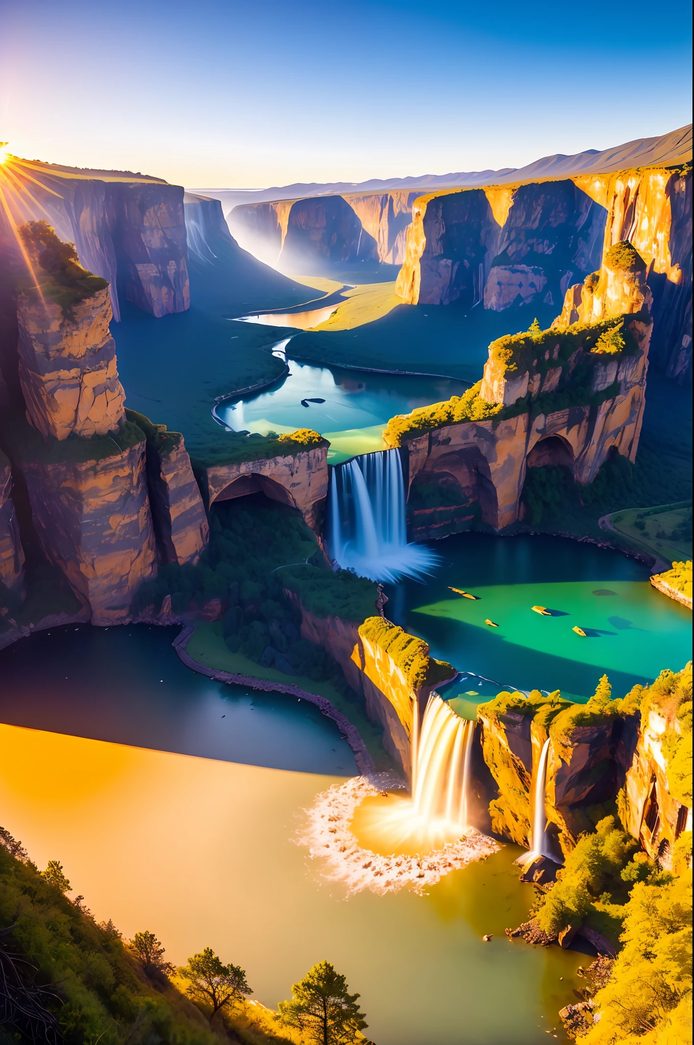 magic, beautiful, super detailed, 8k, uhd, hdr, award winning, perfect composition, photo shoot, golden hour, perfect lighting, cinematic angle, dual tone, incredible eyes, incredible scenery, waterfall