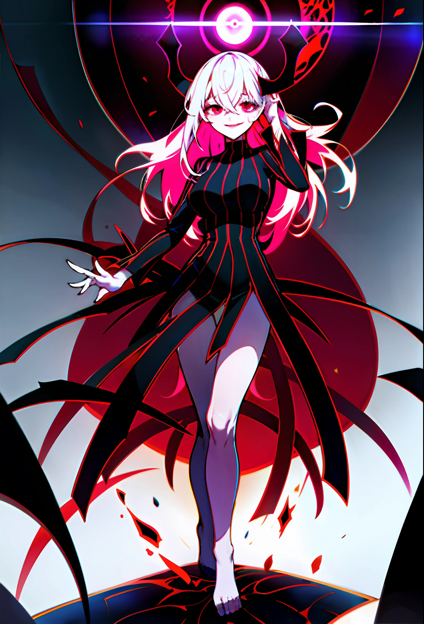 Masterpiece, best quality, colleague was brainwashed into darkness and became a demon, dark energy, evil eyes, evil smile, dark girl, corrupt girl, dark woman, evil energy, villain, villain, full_body, full body,