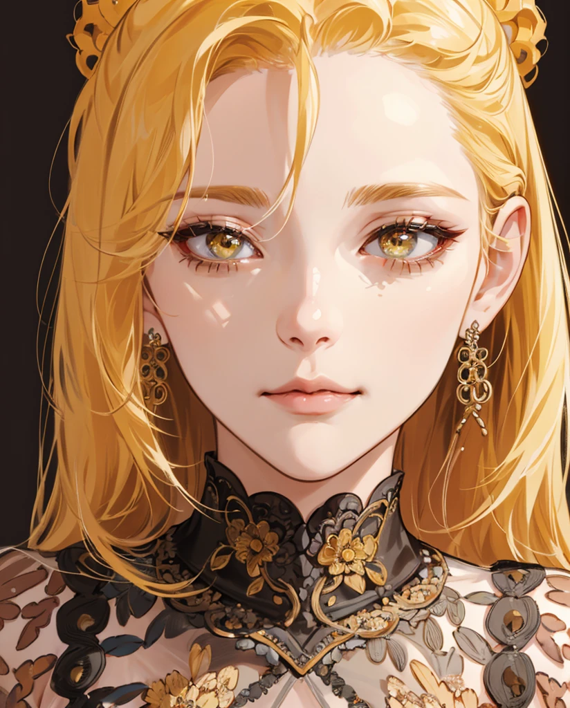 (absurd, highres, ultra detailed), 1girl, mature woman, intricate details, enlarged textures, intricate details, finely detailed eyes and detailed face, intricate details, honey yellow hair, (closed mouth), perfect eyes, matching eyes,