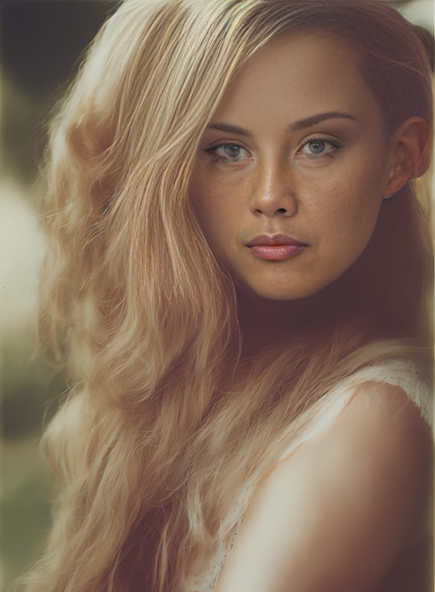 Analog style Polaroid of Beautiful blond Dutch Girl