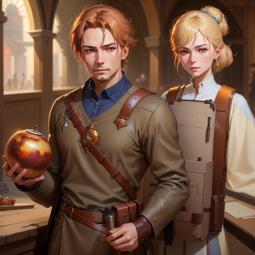 A Man in a Brown Outfit, Artwork in the Style of Guweiz, Wlop and Sakimichan, Edgar Maxence and Ross Tran, Tuomas Korpi and Wlop, Wlop and Ross Tran, Guweiz on Artstation Pixiv, Guweiz on Pixiv, Rosto De Villan, Manipulador