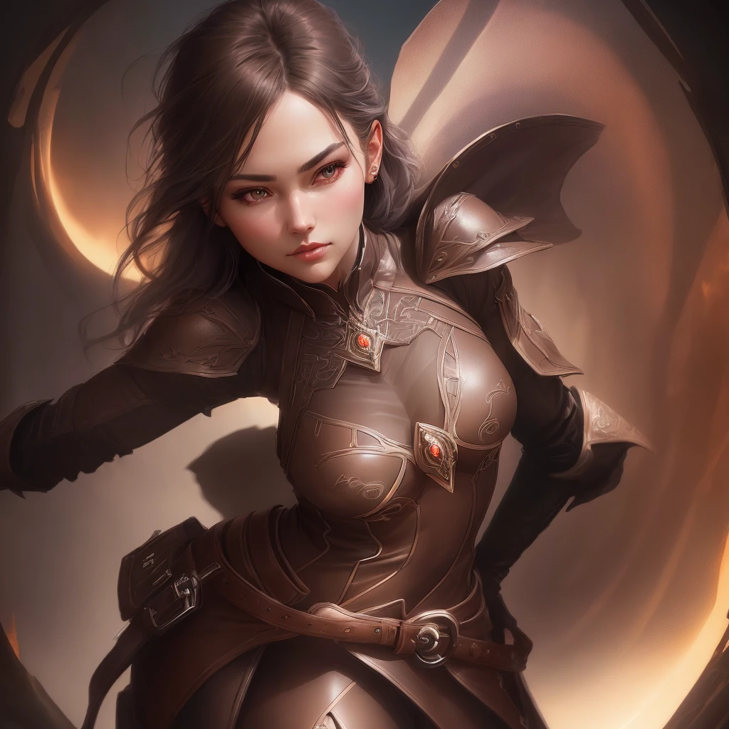 Beautiful young woman with silver hair looking down, wearing sleeveless brown leather shirt, and brown leather pants, and low heeled black boots, fantasy outfit, maiden princess, art by Artgerm, waist-length portrait, low angle shot camera, bottom view, deep shadows, dark (transparent) (moonlight: 1.3), detailed, stunning, fine details, extremely detailed eyes and face, piercing gaze, perfect body, perfect center, nikon d850 film, lens, porter 400 1.6, rich colors, ultra-realistic texture, spectacular, bright, (face transparency: 1.5), anatomical masterpiece, dawn, model style, trending on ArtStation, trending on CGSociety, Intricate, high detail, sharp focus, dramatic painting