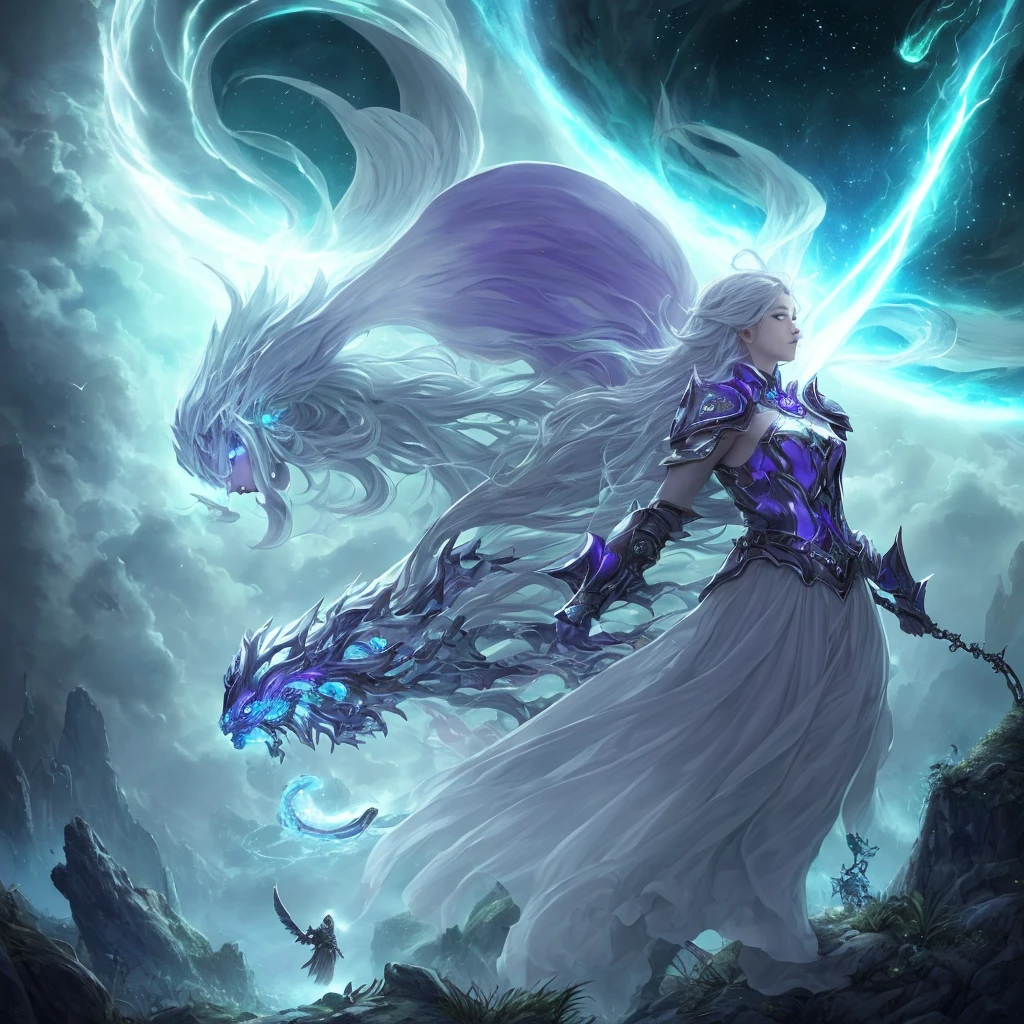 Eternity Seeker: An immortal being plagued by the burden of endless existence. They wander the world in search of a way to break free from their eternal torment, willing to go to great lengths to achieve their elusive goal. preto/green/violeta