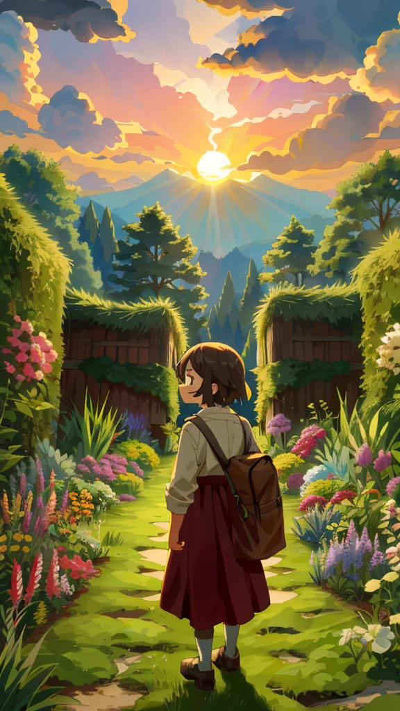 a boy walking in the forest