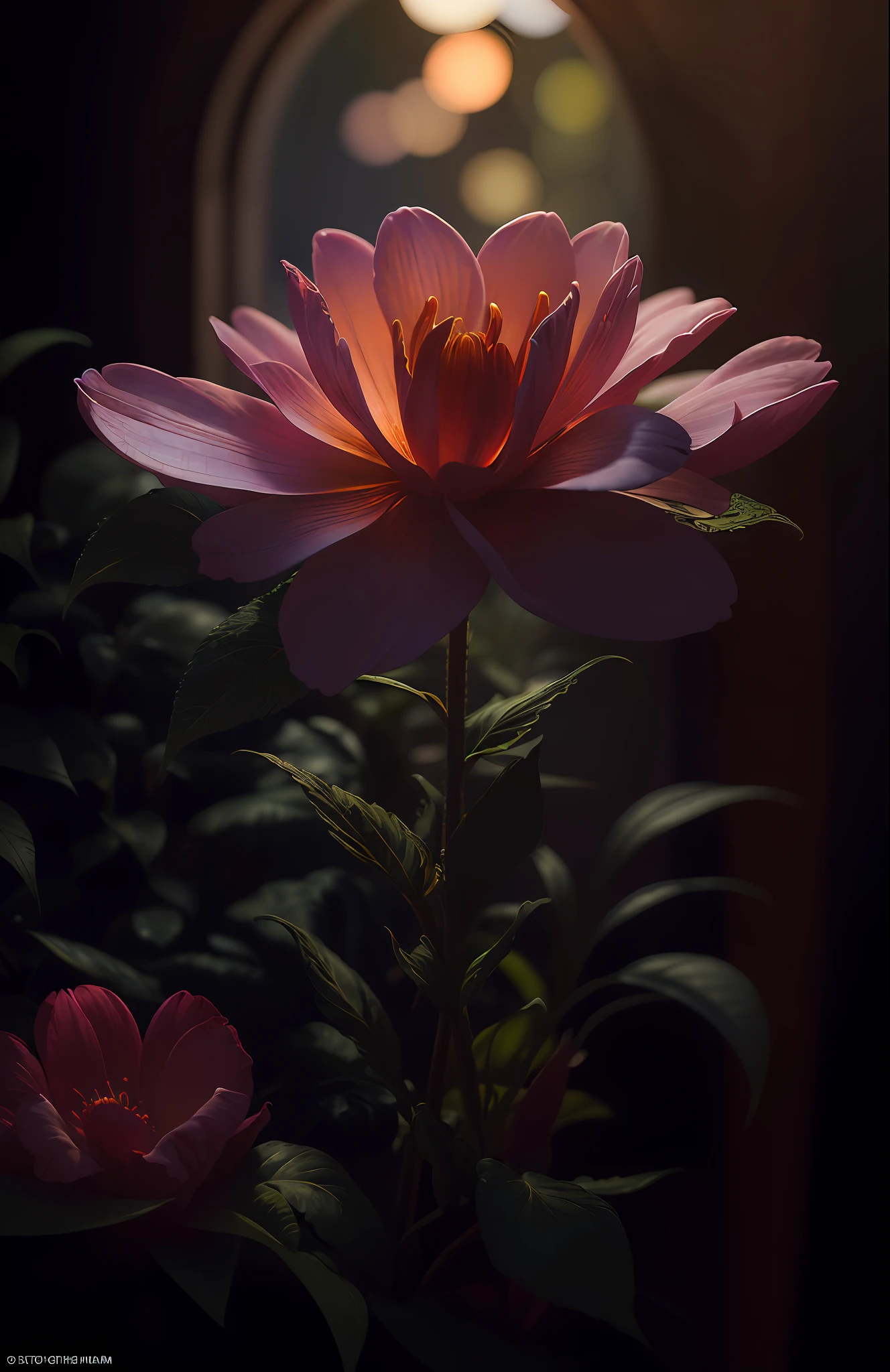 A flower by Casey Weldon, Olga Kvasha, Miho Hirano, hyperdetailed intricately detailed gothic art trending on Artstation triadic colors Unreal Engine 5 detailed matte painting, deep color, fantastical, intricate detail, splash screen, complementary colors, fantasy concept art, 8k resolution, gothic deviantart masterpiece, (dark shot:1.4), art by greg rutkowski and artgerm, soft cinematic light, adobe lightroom, photolab, hdr, intricate, highly detailed, (depth of field:1.4)