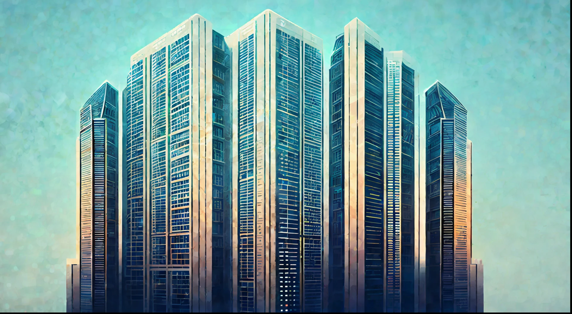(Ultra-detailed data visualization icons, buildings, mysterious magic, complex technology and