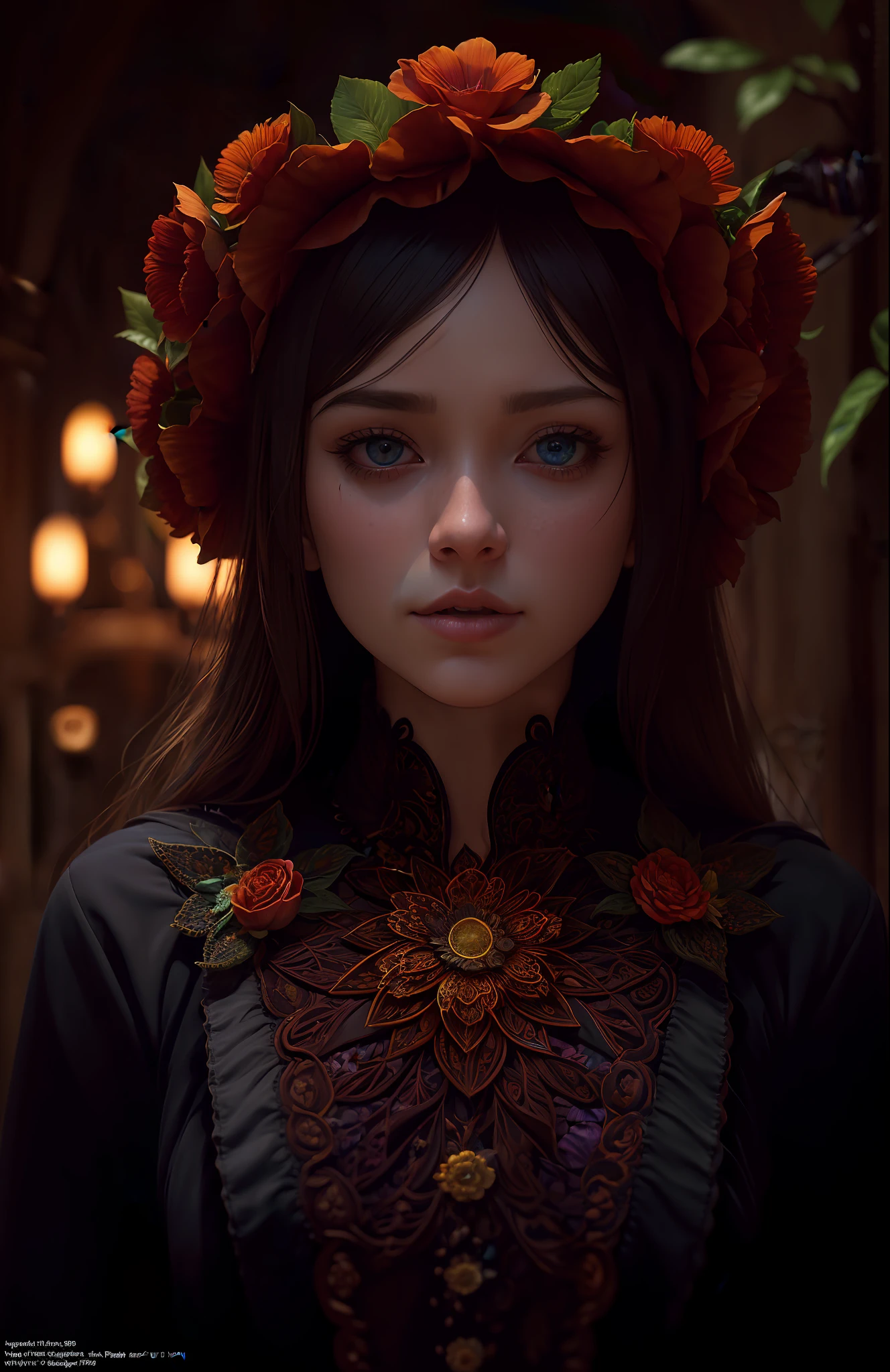 A flower by Casey Weldon, Olga Kvasha, Miho Hirano, hyperdetailed intricately detailed gothic art trending on Artstation triadic colors Unreal Engine 5 detailed matte painting, deep color, fantastical, intricate detail, splash screen, complementary colors, fantasy concept art, 8k resolution, gothic deviantart masterpiece, (dark shot:1.4), art by greg rutkowski and artgerm, soft cinematic light, adobe lightroom, photolab, hdr, intricate, highly detailed, (depth of field:1.4)
