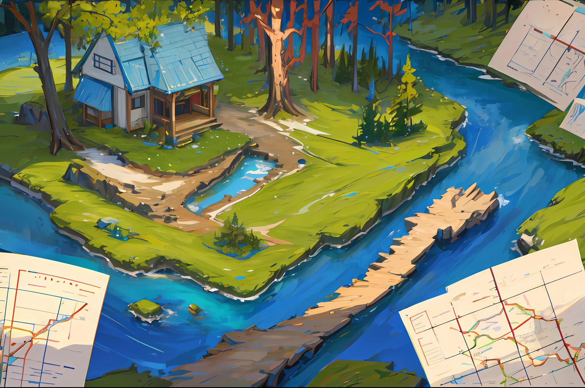 A map of a forest in table top format for rpg