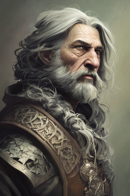 a drawing of a man with a beard and a beard, a character portrait inspired by senior character artist, Artstation, digital art, mostly greyscale, character portrait closeup, dnd portrait, heavy shading, detailed character portrait, shading study, painted character portrait, character concept portrait, portrait dnd, portrait of a dnd character, dnd character portrait, closeup character portrait