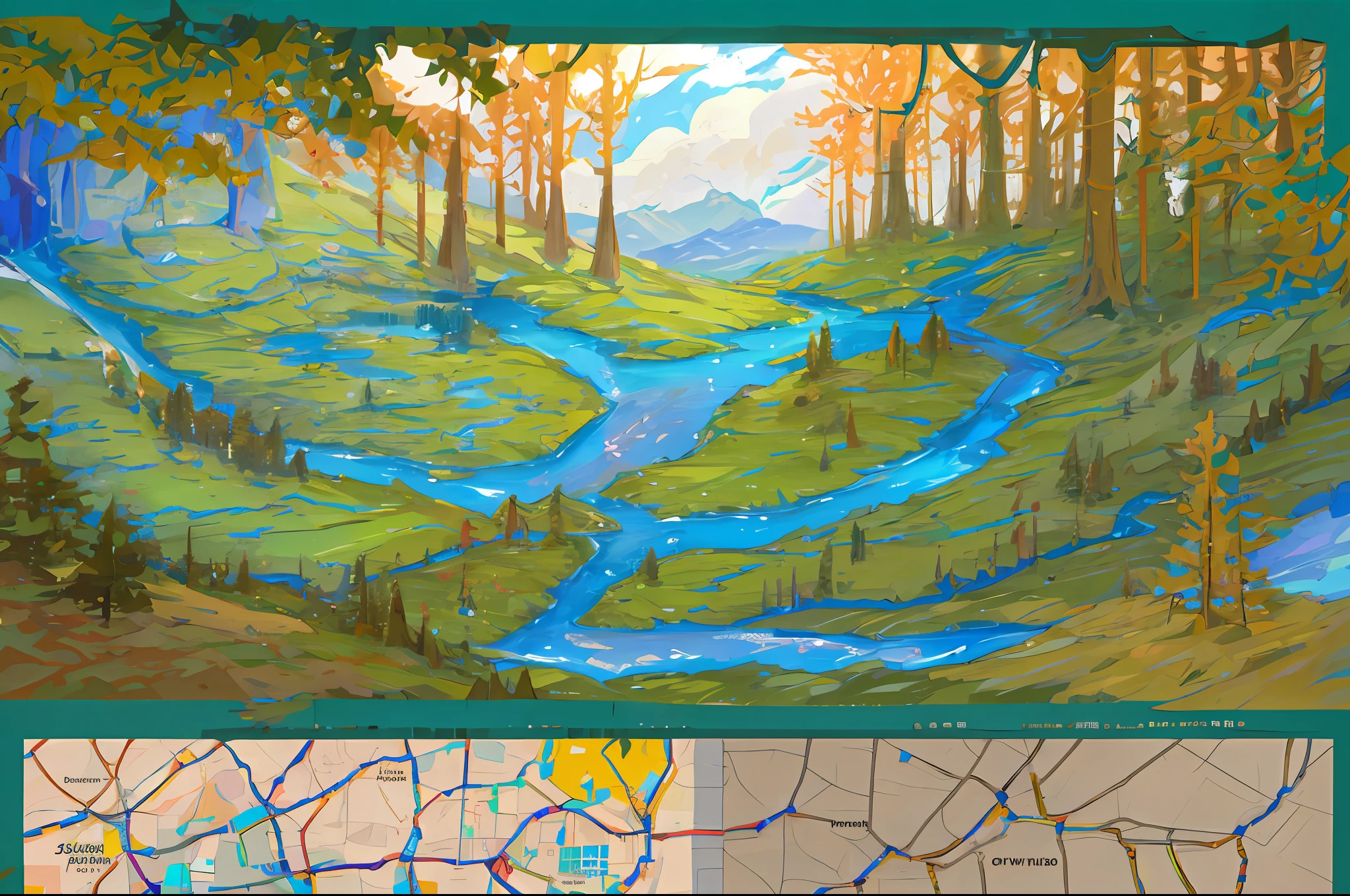 A map of a forest in table top format for rpg
