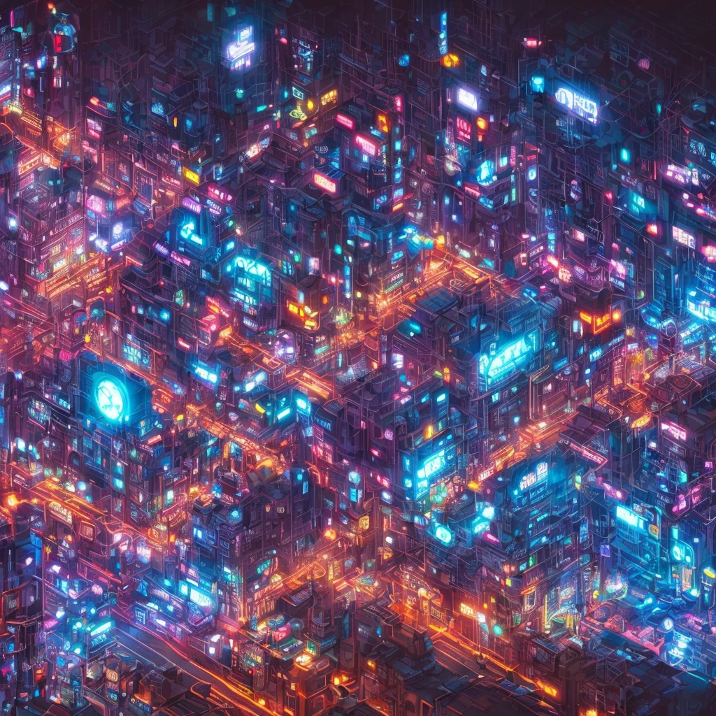 a close up of a city at night with a clock tower, detailed neon cyberpunk city, cyberpunk art style, cyberpunk shading, inspired by Liam Wong, cyberpunk pixel art, anime style cityscape, hyper realistic cyberpunk city, cyberpunk dreamscape, cyberpunk cityscape, cyberpunk streets at night, in cyberpunk city, detailed cyberpunk illustration, busy cyberpunk metropolis, night cyberpunk city, cyberpunk street