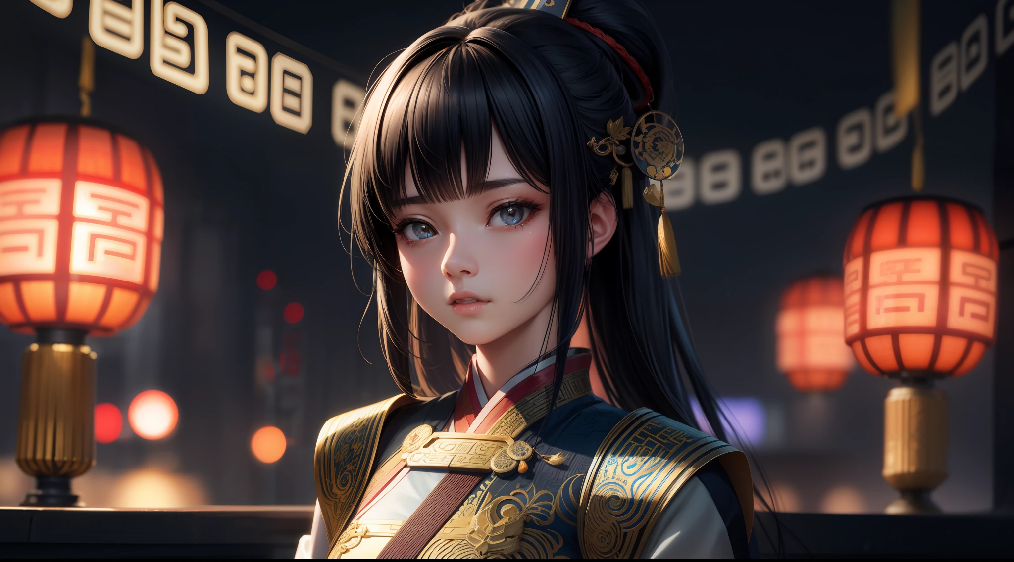 {high quality}, octane render, Ultra HD, depth of field, epic, cinematic, ancient China, 1girl, cute face, solo,