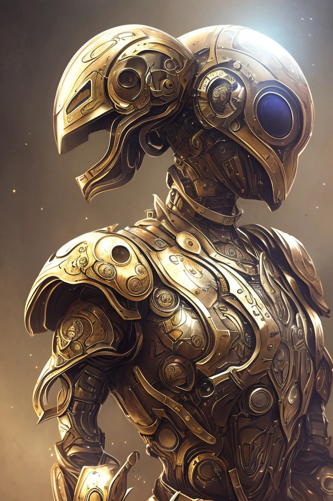 1 robot, organic, glowing eyes, cyberhelmet, long hair, white plastic, diffuse lighting, fantasy, intricate, elegant, highly detailed, lifelike, photorealistic, digital painting, artstation, illustration, concept art, smooth, sharp focus, art by John Collier and Albert Aublet and Krenz Cushart and Artem Demura, upper body, EbonyGoldAI