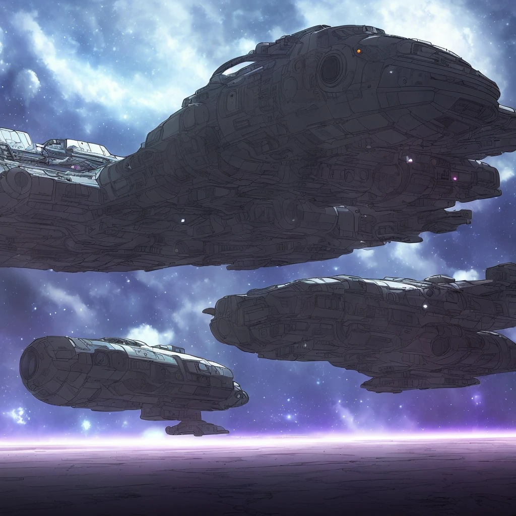 A spaceship, galaxy, ComplexLA style, nvinkpunk, marioalberti artstyle, ghibli style