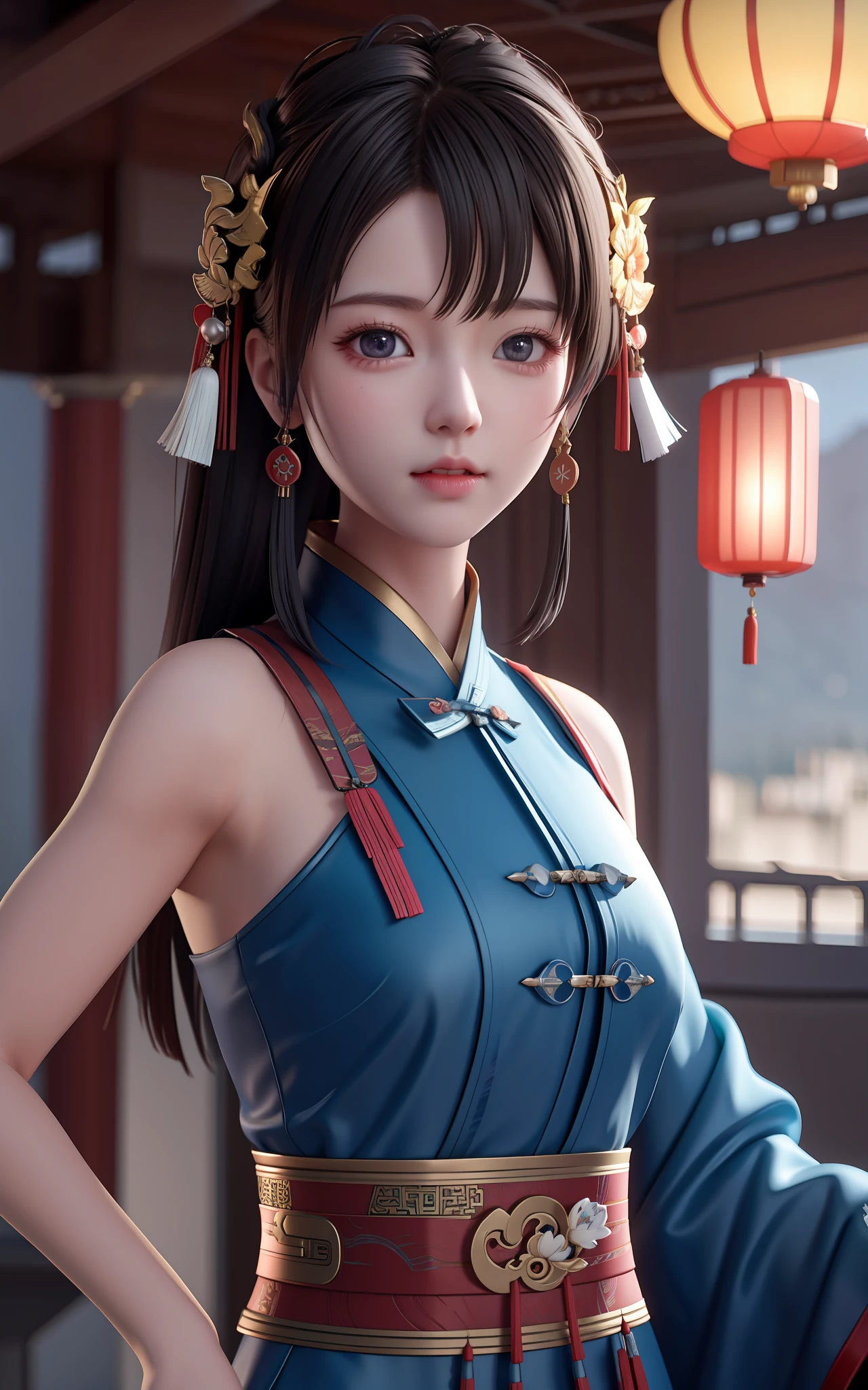 {high quality}, octane render, Ultra HD, depth of field, epic, cinematic, ancient China, 1girl, cute face, solo,