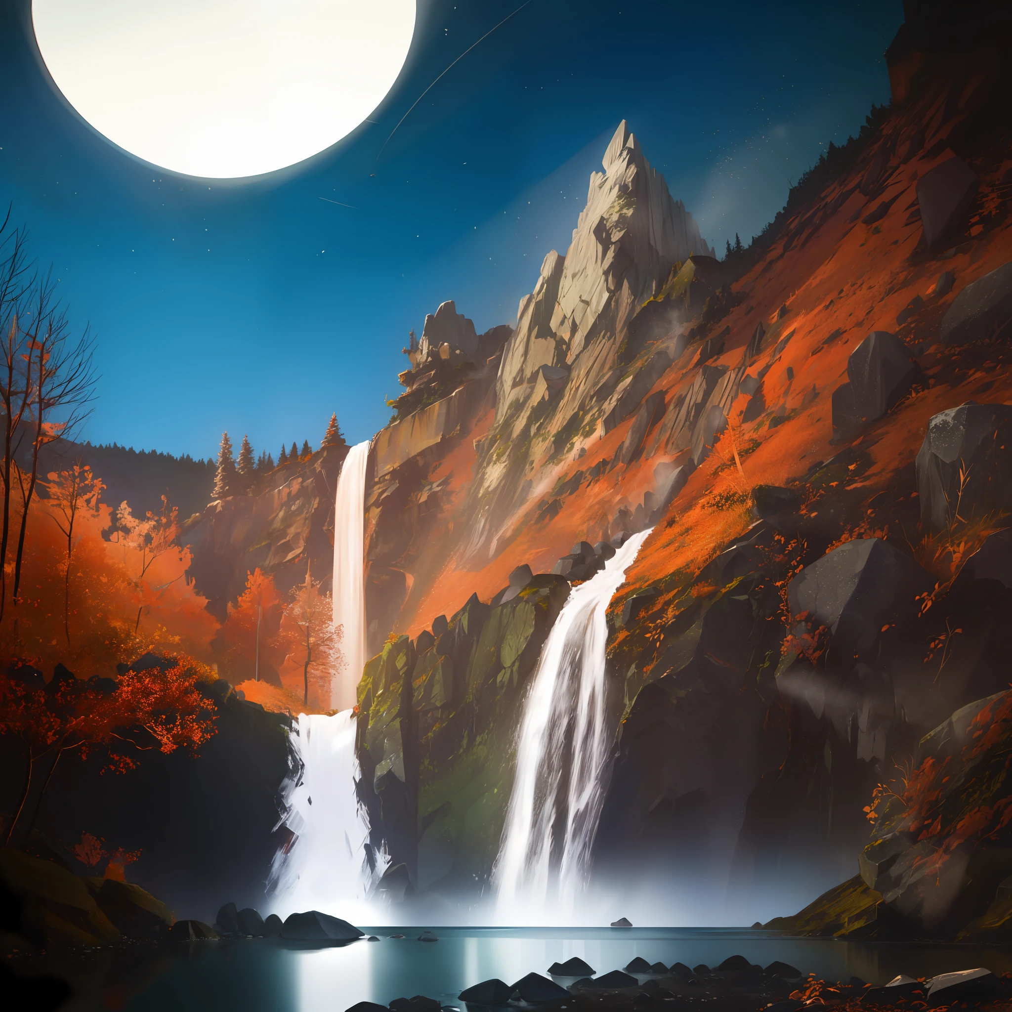 (((Rocks))), ((bare rocks)) , mountain, night