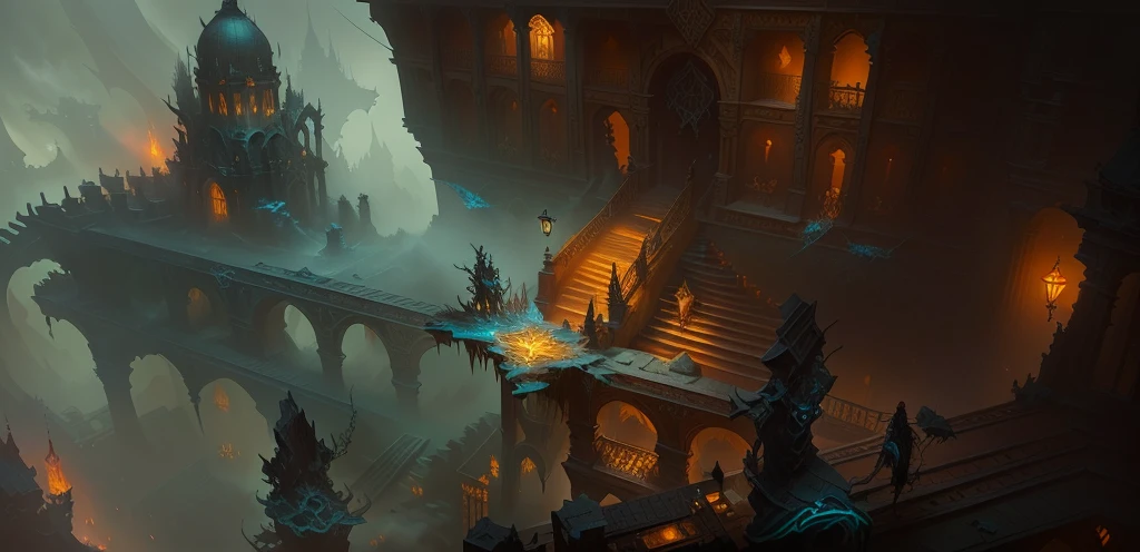there is a drawing of a building with a staircase going up to it, ornate borders + concept art, ornate city ruins, detailed concept art, concept art highly detailed, library of ruina concept art, magical fantasy 2 d concept art, detailed digital concept art, concept arts, hyperdetailed concept art, line work concept art, intricate environment, concept art, concept art