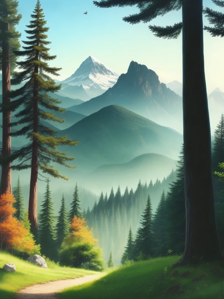 cartoon forest with mountains