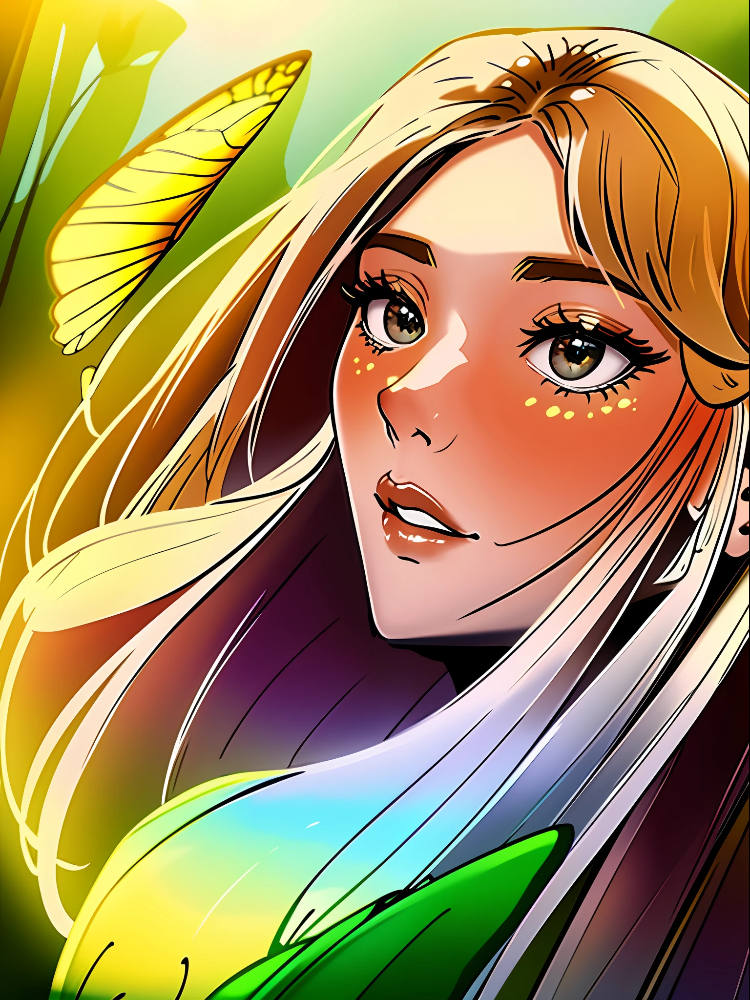 masterpiece, best quality,((masterpiece)),(best quality), (illustration:1.4),((extremely detailed CG unity 4k wallpaper)),(cinematic lighting),official_art, huge_filesize, (elf),(Butterfly wings:1.3),((Bramble corolla)),,flower on face,blonde hair,forest,river,beautiful detailed flowery meadow,lake,(floating petal),flowers,wind,cumulonimbus cloud,sunlight,medium breasts,(Stonehenge:1.05),tiara,floating in air,fog,White silk clothes,