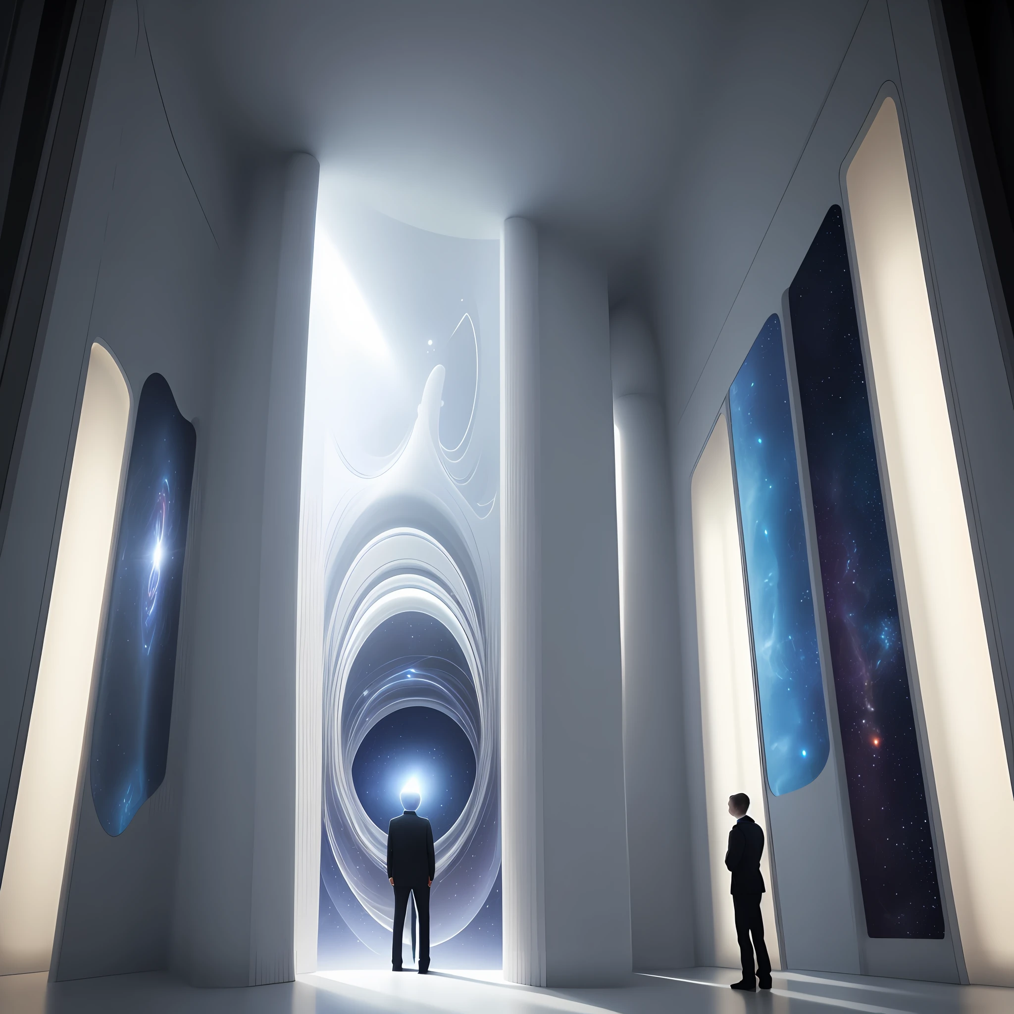 Space-sensitive light, V-shaped structure, layered sense of space, surreal style