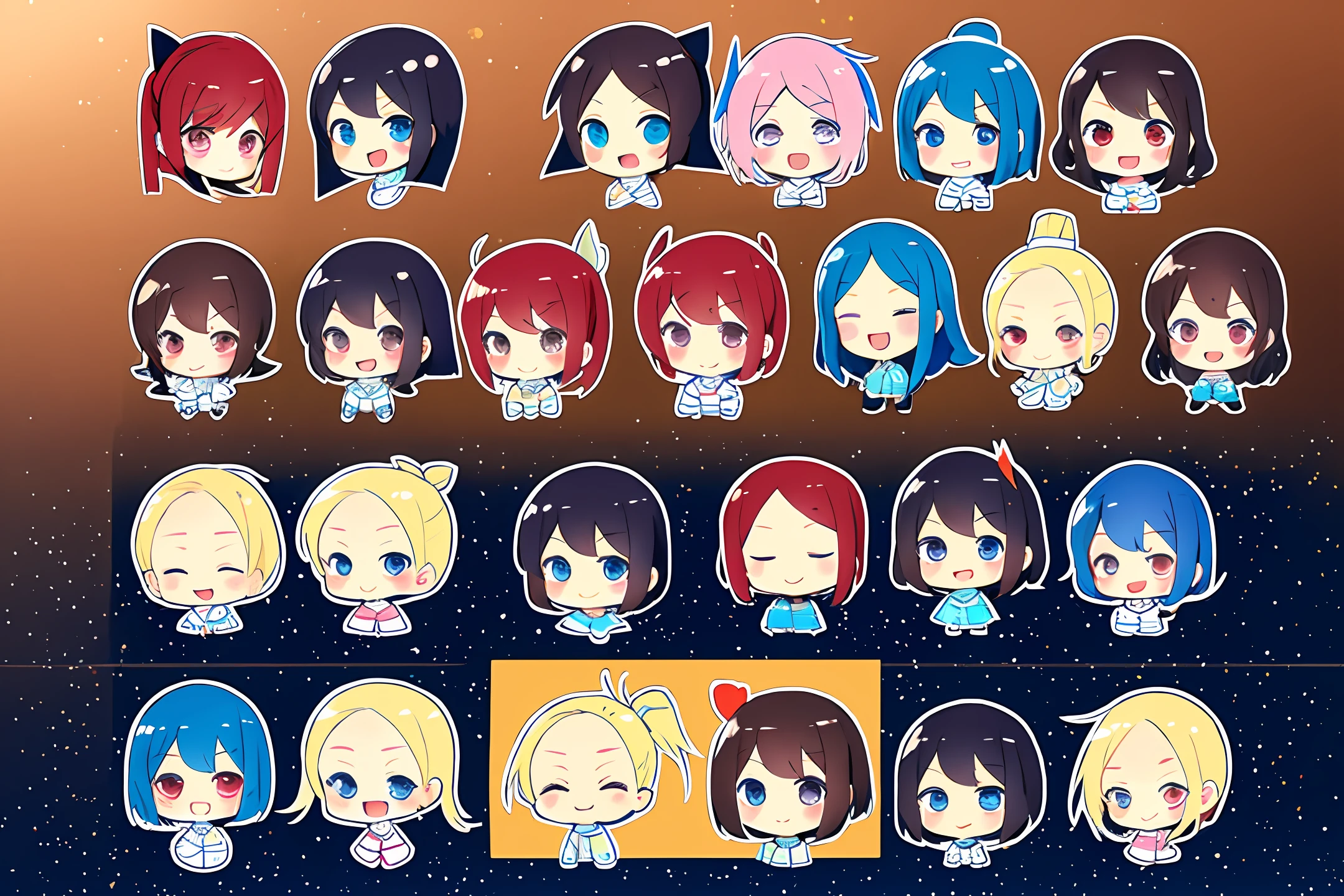 Create an emotes of different expressions in chibi cartoon