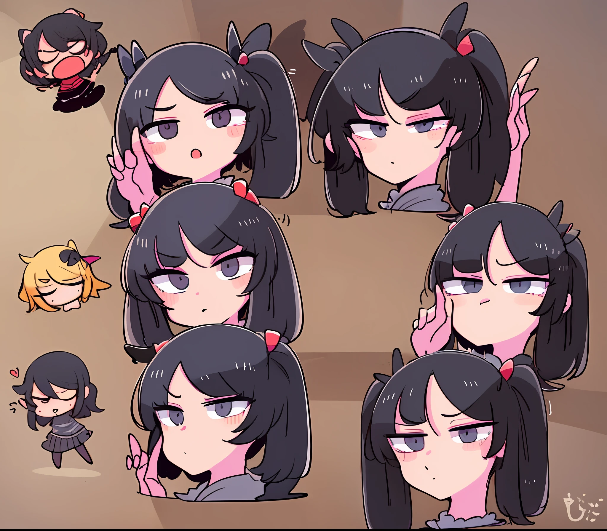 Create an emotes of different expressions in chibi cartoon
