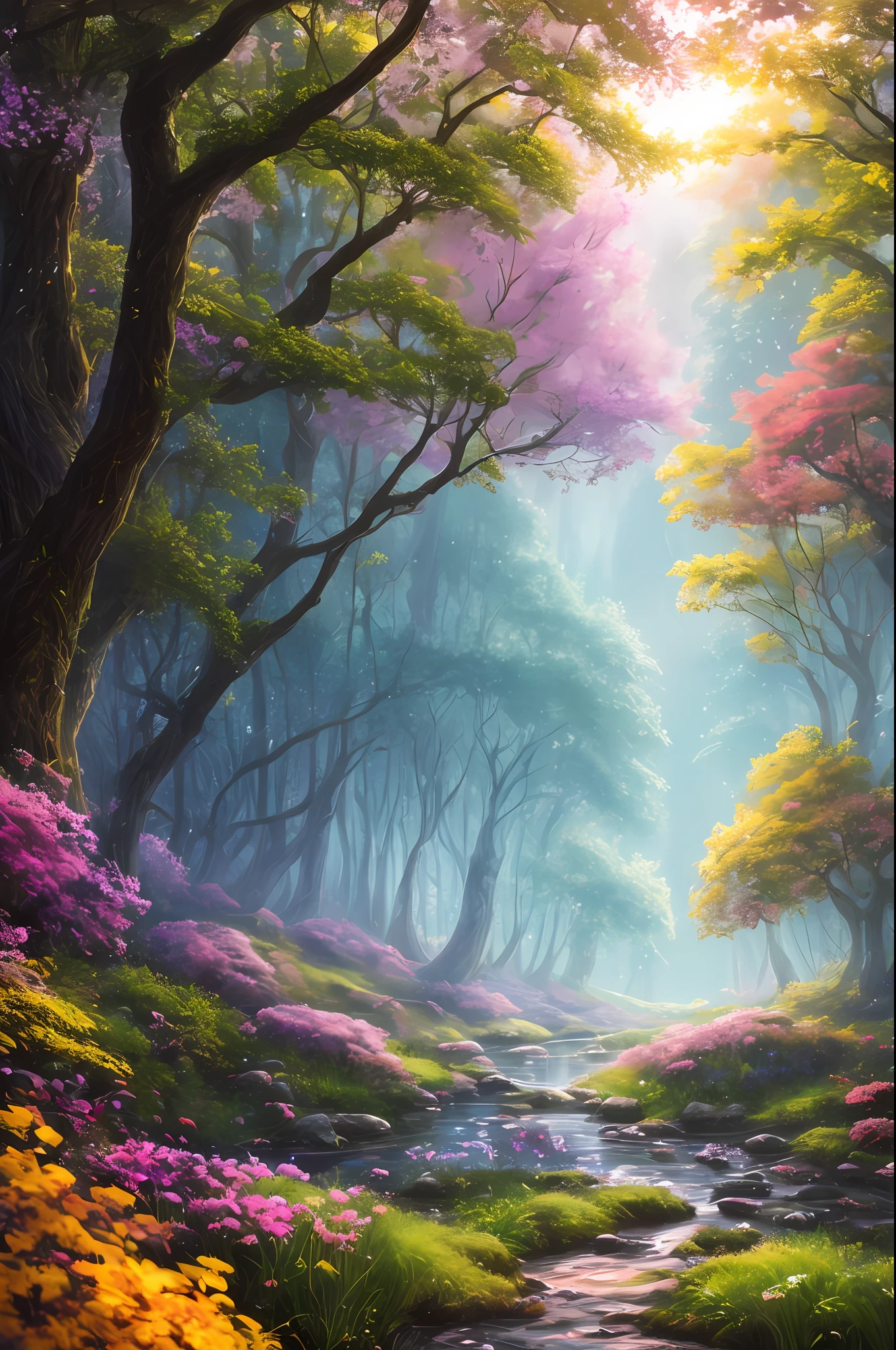 masterpiece, best quality, high quality,extremely detailed CG unity 8k wallpaper, An enchanting and dreamy scene of a fantasy forest, with towering trees, glowing mushrooms, and hidden fairy glens, creating a sense of mystique and enchantment, artstation, digital illustration, intricate, trending, pastel colors, oil paiting, award winning photography, Bokeh, Depth of Field, HDR, bloom, Chromatic Aberration ,Photorealistic,extremely detailed, trending on artstation, trending on CGsociety, Intricate, High Detail, dramatic, art by midjourney