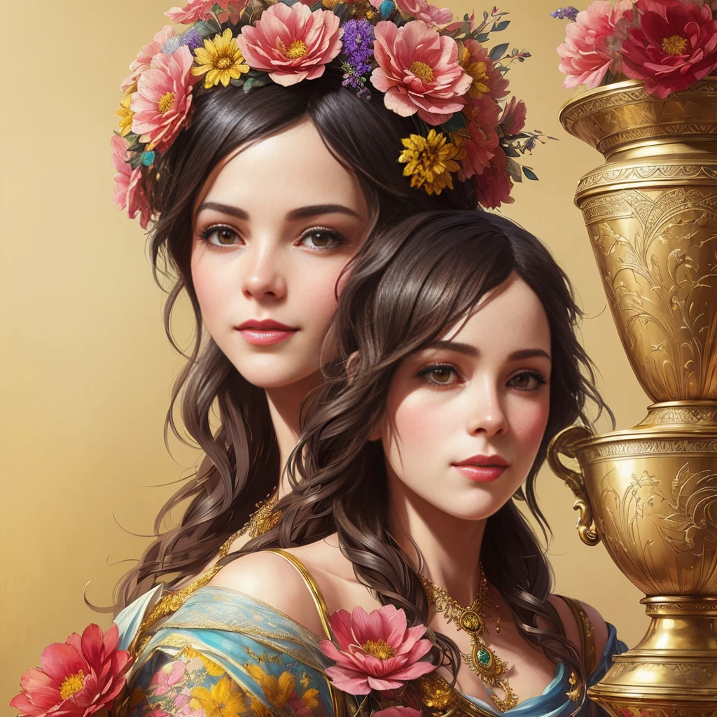 Cute Brazilian monkey in a Victorian cup, pretty flowers all around, bright, colorful, saturated, vintage, "art style that combines the elegance of line art with the vibrancy of watercolor. The artwork is highly detailed, with sharp focus and transitions smooth. The overall feeling is dynamic and highly polished, influenced by the works of Carne Griffiths, Wadim Kashim and Carl Larsson. texture), Carl Larsson (for his light and airy compositions) and Pascal Blanche (for his hyper-realistic character designs and matte painting techniques). concept art. The golden ratio is used to create balanced compositions, and the overall feel is highly polished and elegant. This style is perfect for a cinematic production character rendering or an intricate artwork, trending in CGSociety and Artstation., trending in artstation, sharp focus, studio shot, intricate detail, high detail, by greg rutkowski